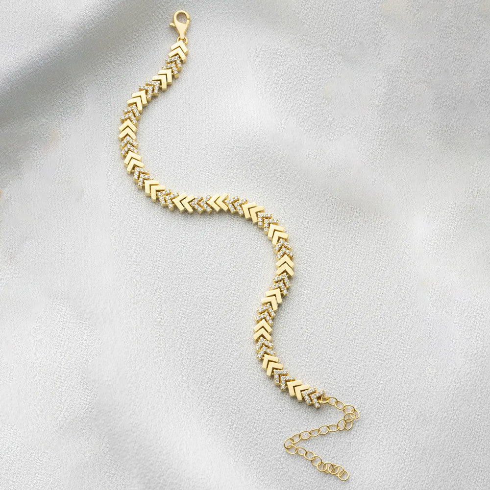 925er Vergoldetes Silberarmband mit Zirkonia-Steinen