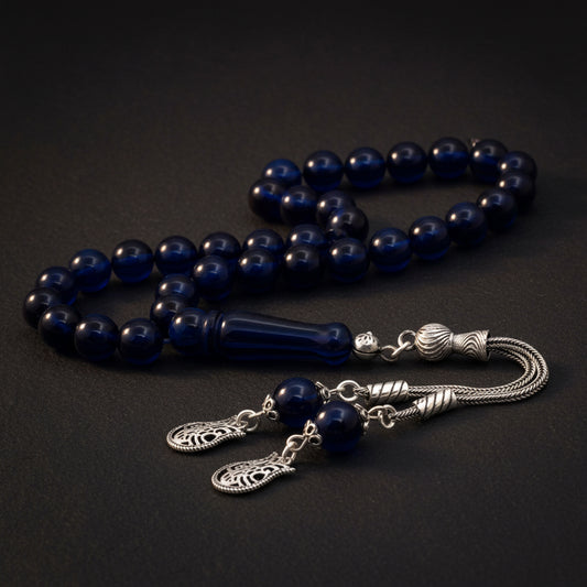 Orjinal Kehribar Kazaz Gümüş Püsküllü Tesbih