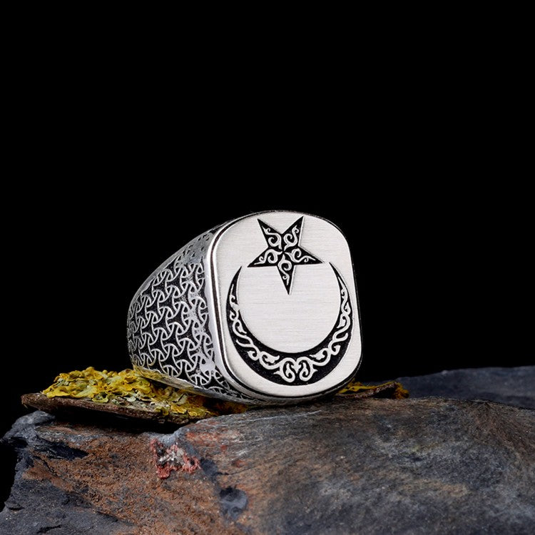 925 Ayar Gümüş Ayyıldız Model Erkek Yüzük