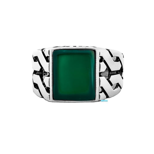 Herrenring 925er Silber mit grün Achat