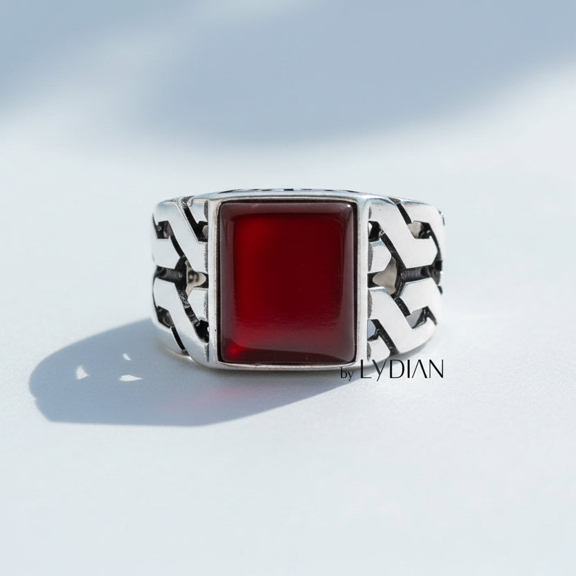 Herrenring 925er Silber mit Achat