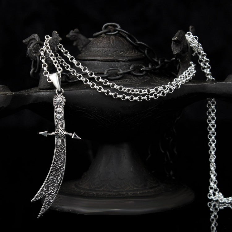 Zulfikar Sword mâle 925 Collier en argent sterling