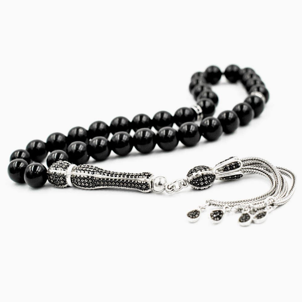 Onyx Tesbih Gebetskette mit 925er Silber