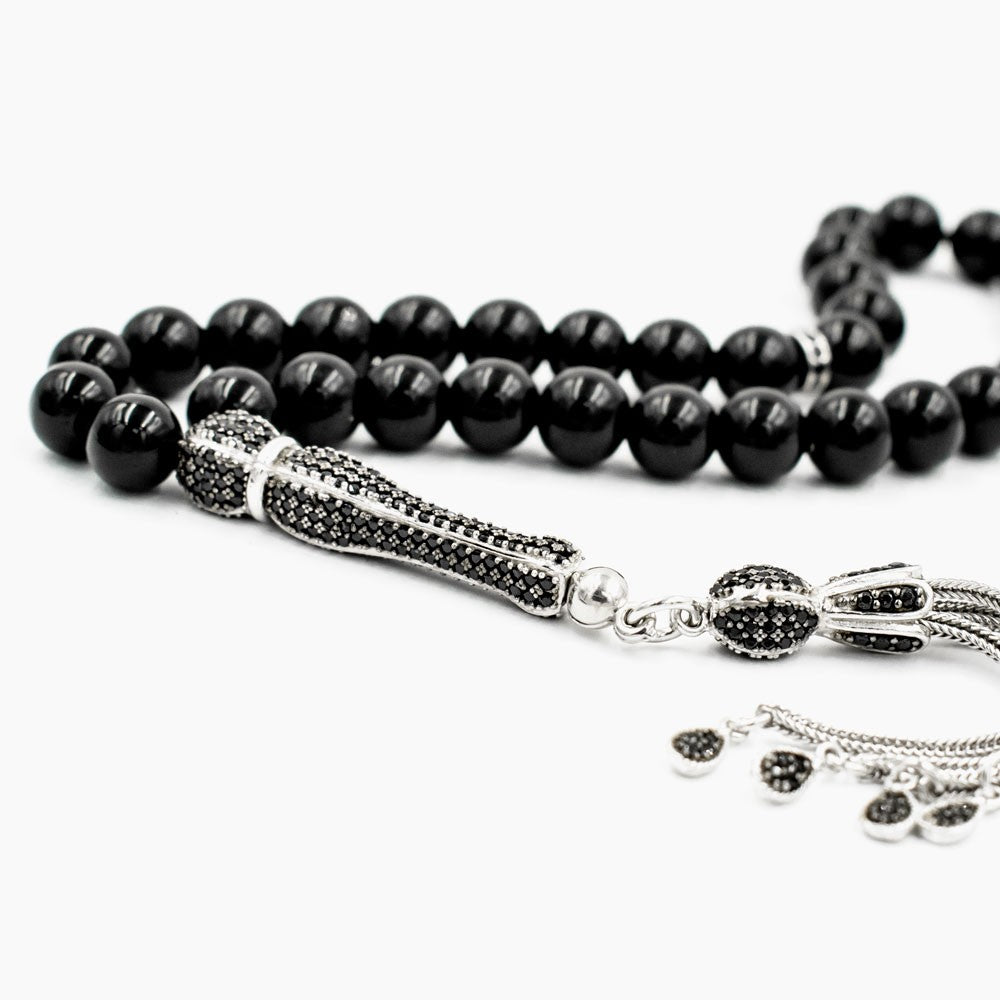 Onyx Tesbih Gebetskette mit 925er Silber