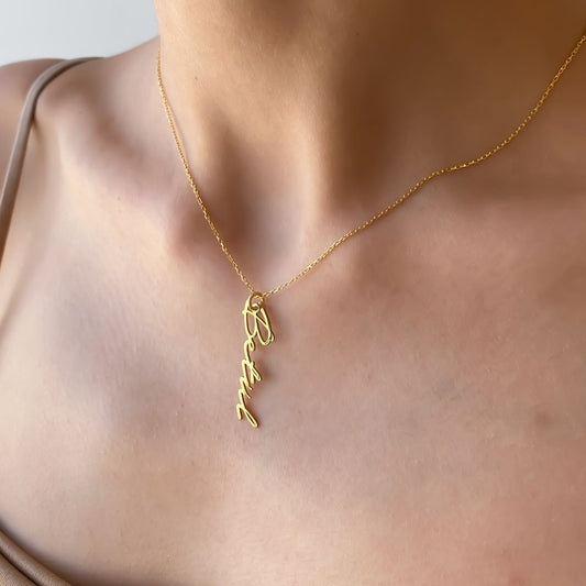 Silver necklace named handwriting