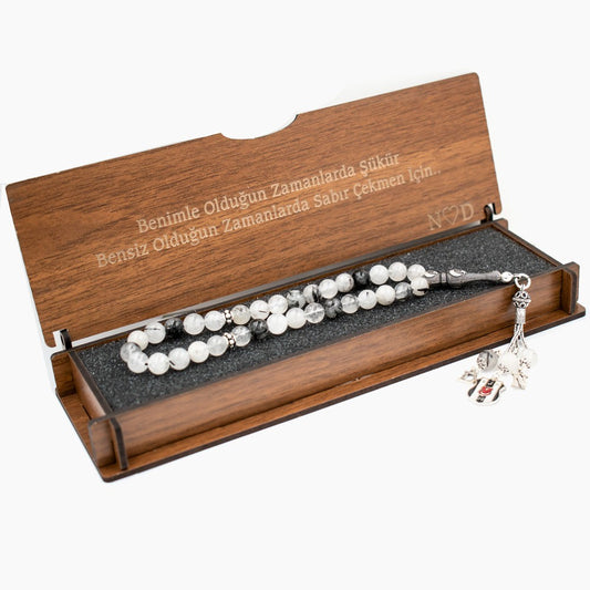 BJK Quartz Stone Silver Silver Rosary