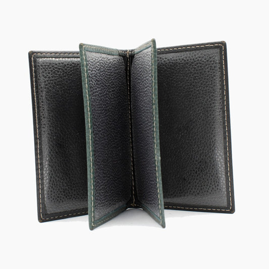 Black green leather card