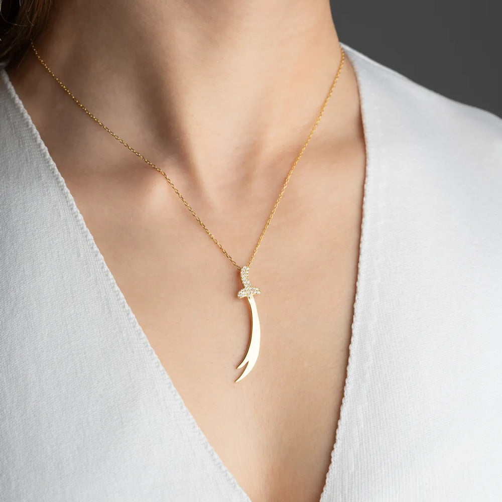 925 Sterling Silver Zulfikar Sword Necklace