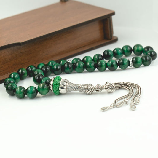 925 Sterling Silver Green Tiger Eye