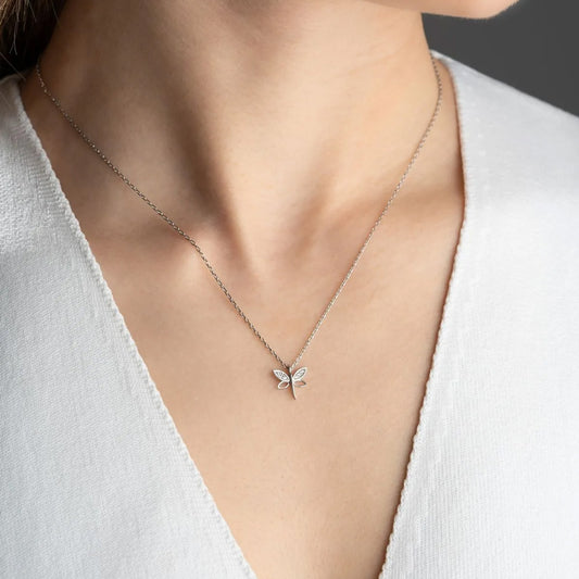 925 Ayar Gümüş Minimal Yusufçuk Kolye