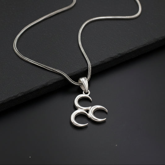 Three Crescent Men's Silver Necklace