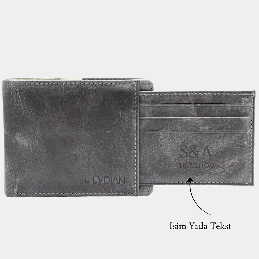Leder Geldbörse Antic Grey