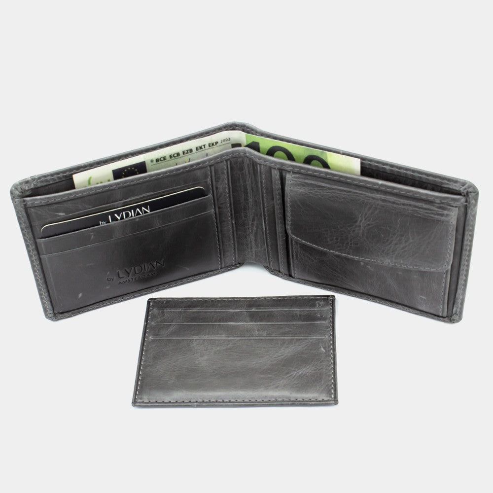 Leder Geldbörse Antic Grey