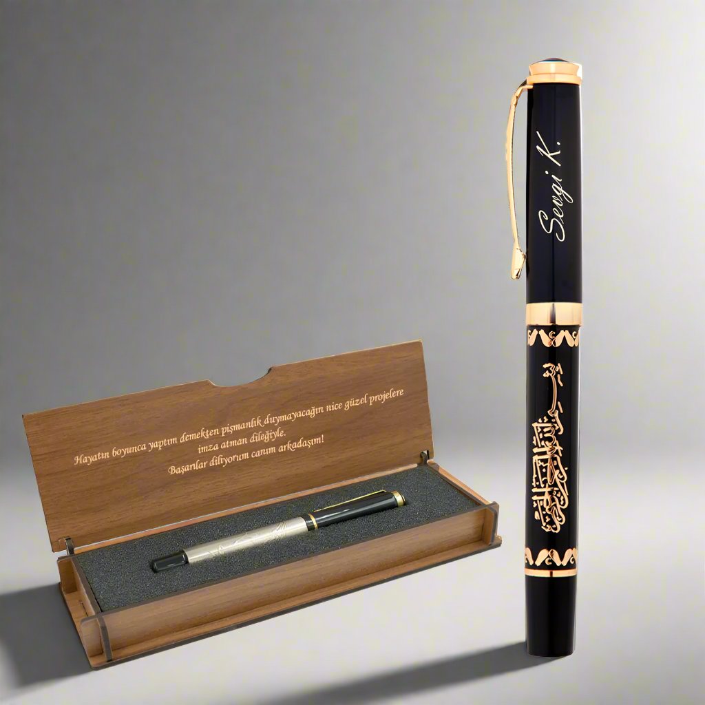 Besmele named roles pencil and note written wooden box gift set