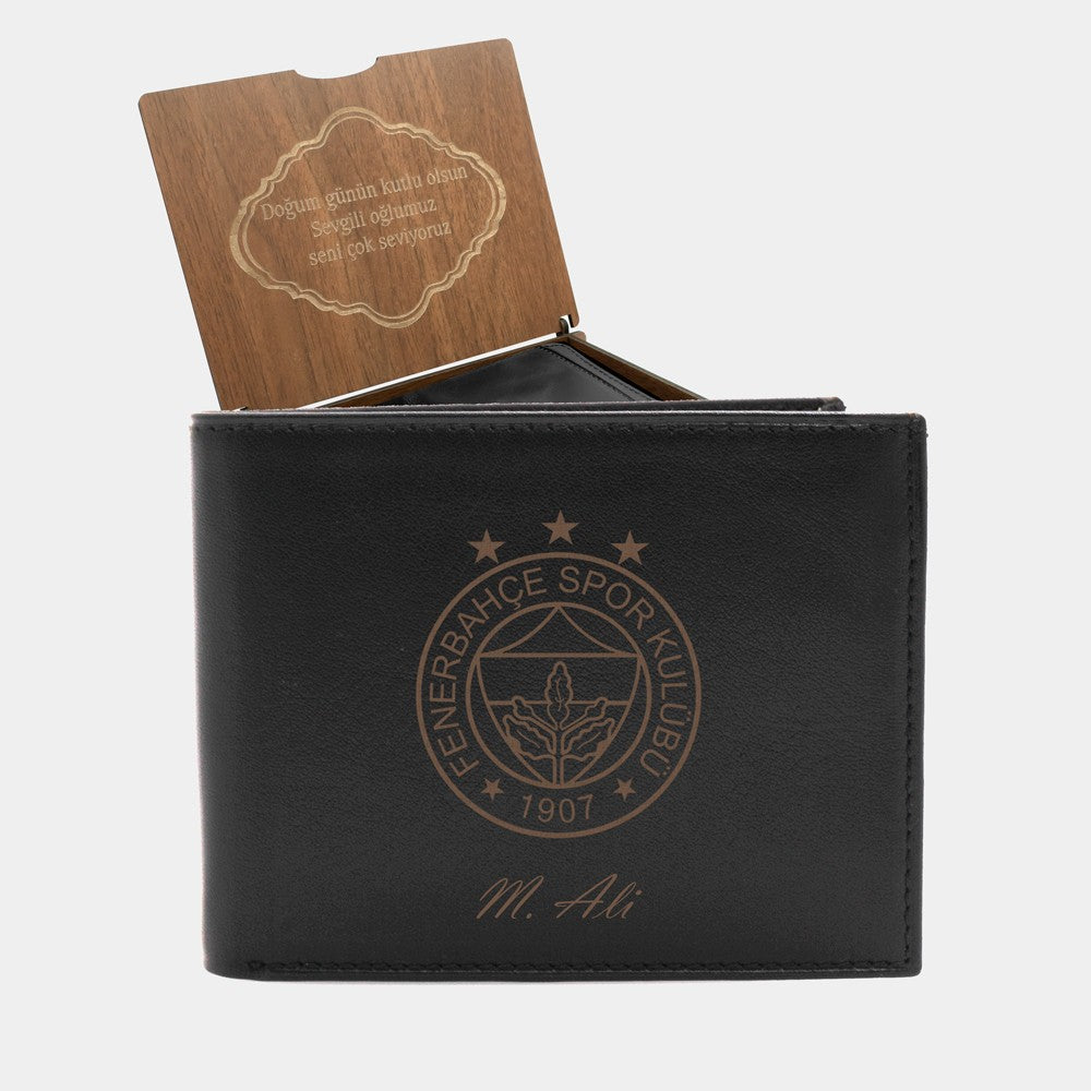 isim yazili fenerbahce logolu deri cuzdan