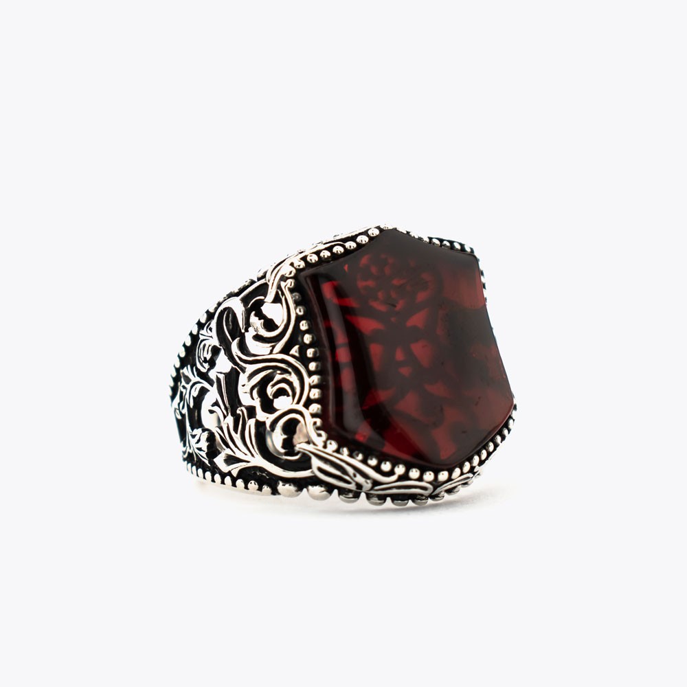 Agate Stone 925 Sterling Silver Men Ring