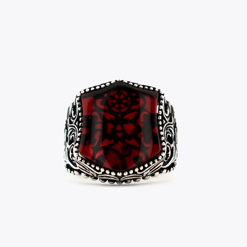 Agate Stone 925 Sterling Silver Men Ring