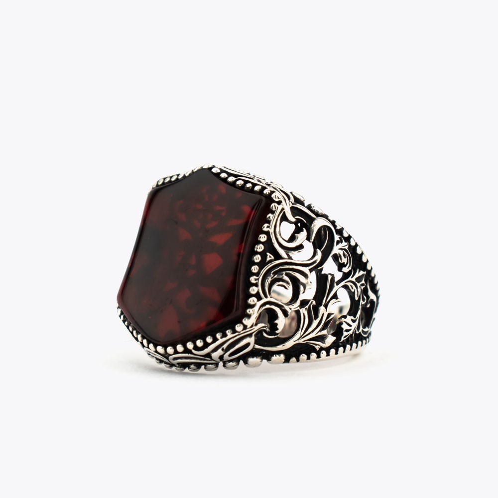 Agate Stone 925 Sterling Silver Men Ring