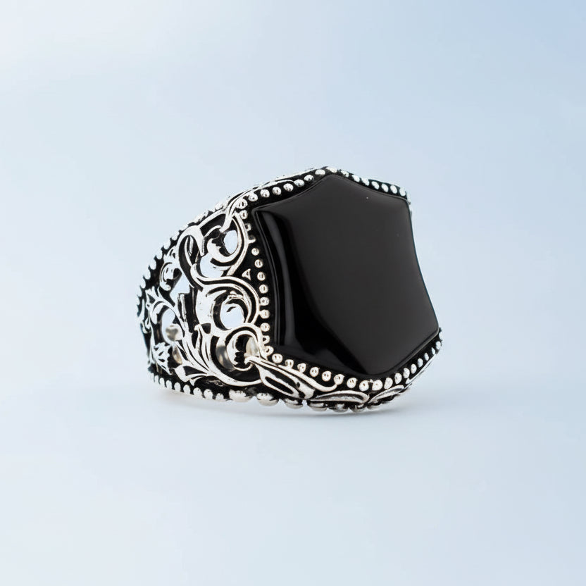 Onyx Stone 925 Sterling Silber Herren Ring