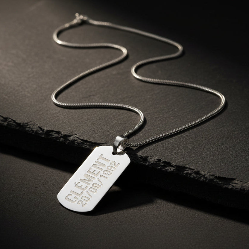 Ketten Silber Rebel At Heart Dog Tag Mit Eingraviertem Namen