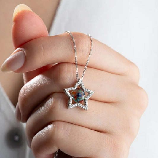 925 Ayar Gümüş Mix Taşlı Yıldız Kolye