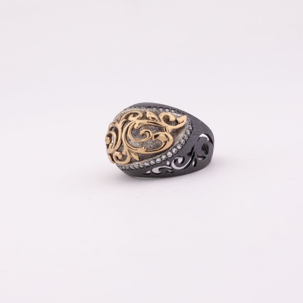 Embroidered ladies silver ring