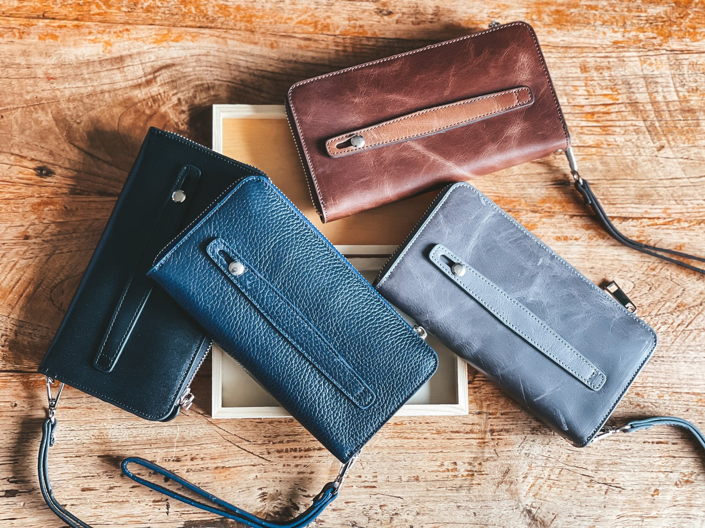 Navy Blue Genuine Leather Phone Wallet & Purse