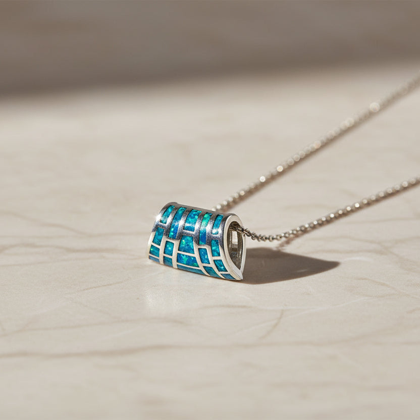 Opal Stone Silver Necklace