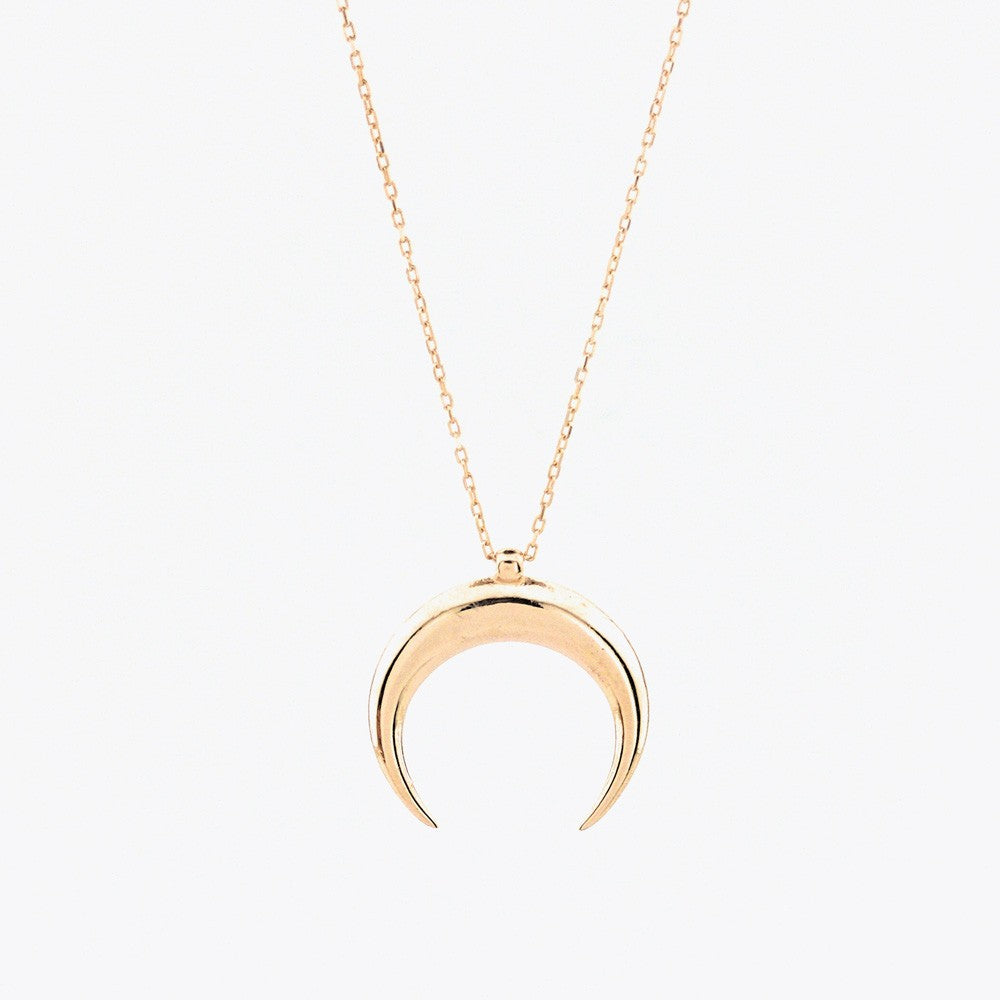 925 Collier de croissant à plaques or de roze en argent sterling