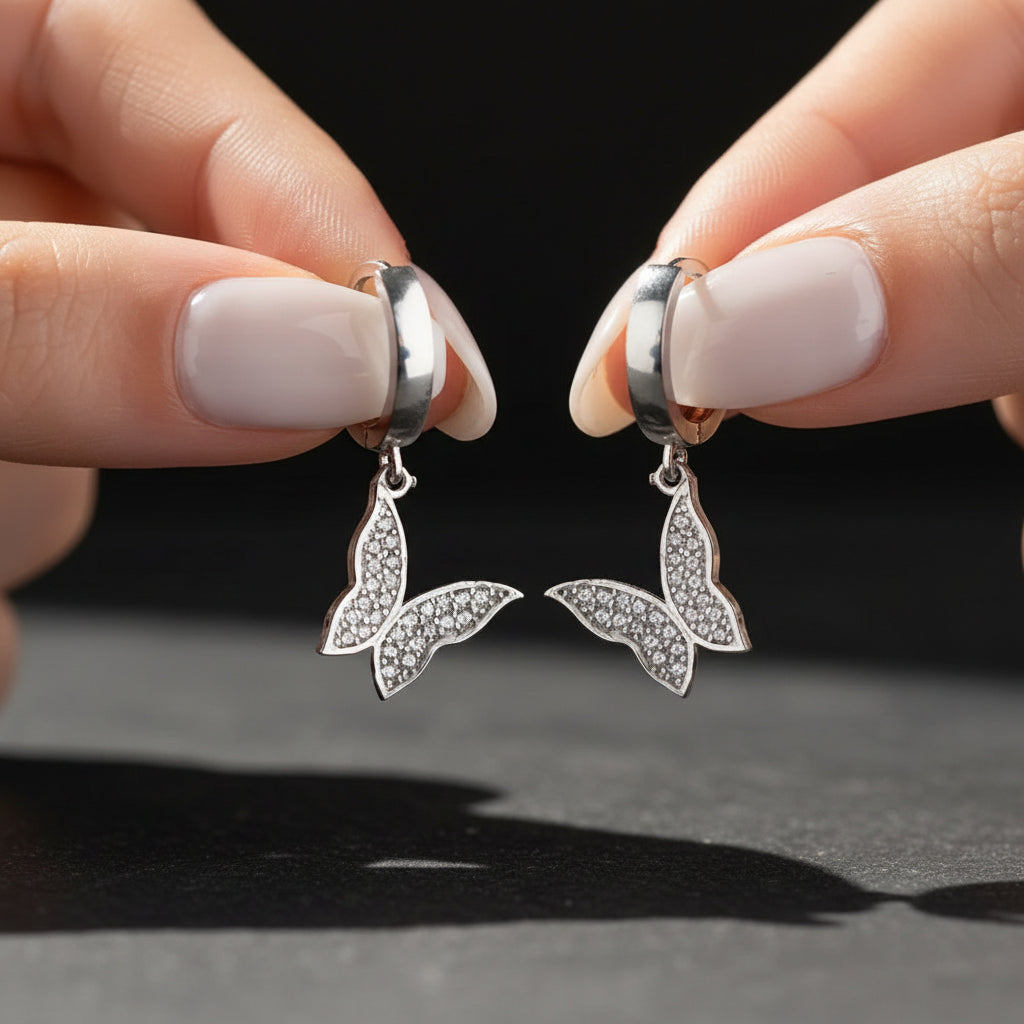 925 Sterling Silver Butterfly Earrings