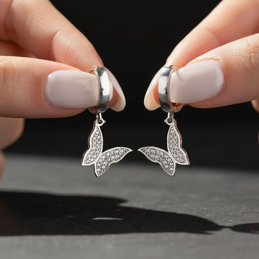 925 Sterling Silver Butterfly Earrings