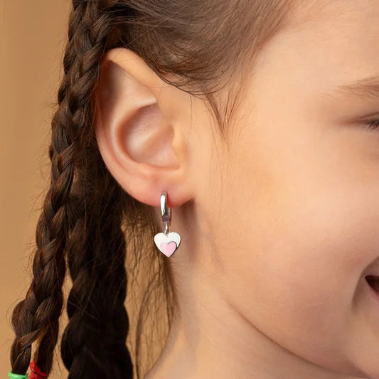 925 Ayar Gümüş Çocuk Kalp Küpe