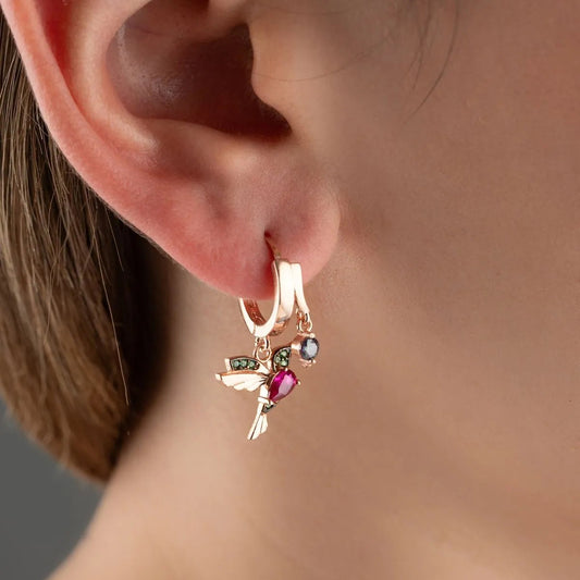 925 Sterling Silver Bee Bird Earrings
