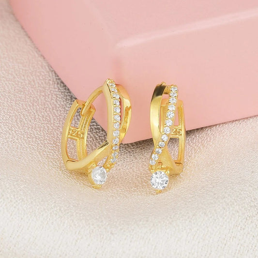 925 Ayar Gümüş Tektaş Örgü Model Küpe