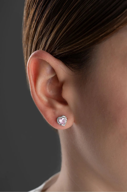 Pink Heart – 925 Ayar Gümüş Küpe