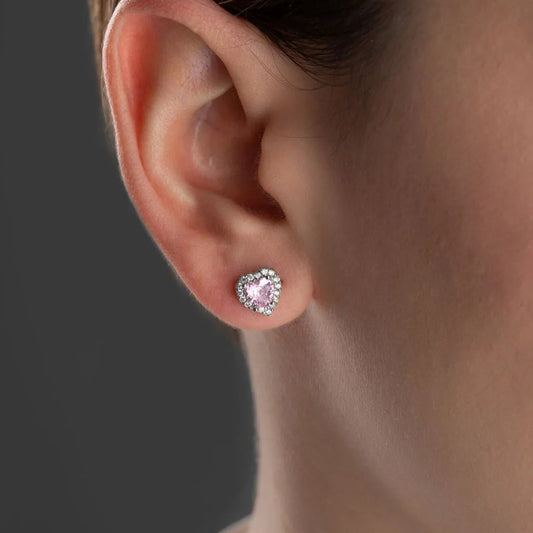 Pink Heart – 925 Ayar Gümüş Küpe