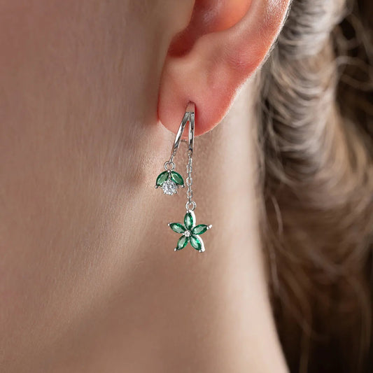 Emerald Lotus – 925 Ayar Gümüş Küpe