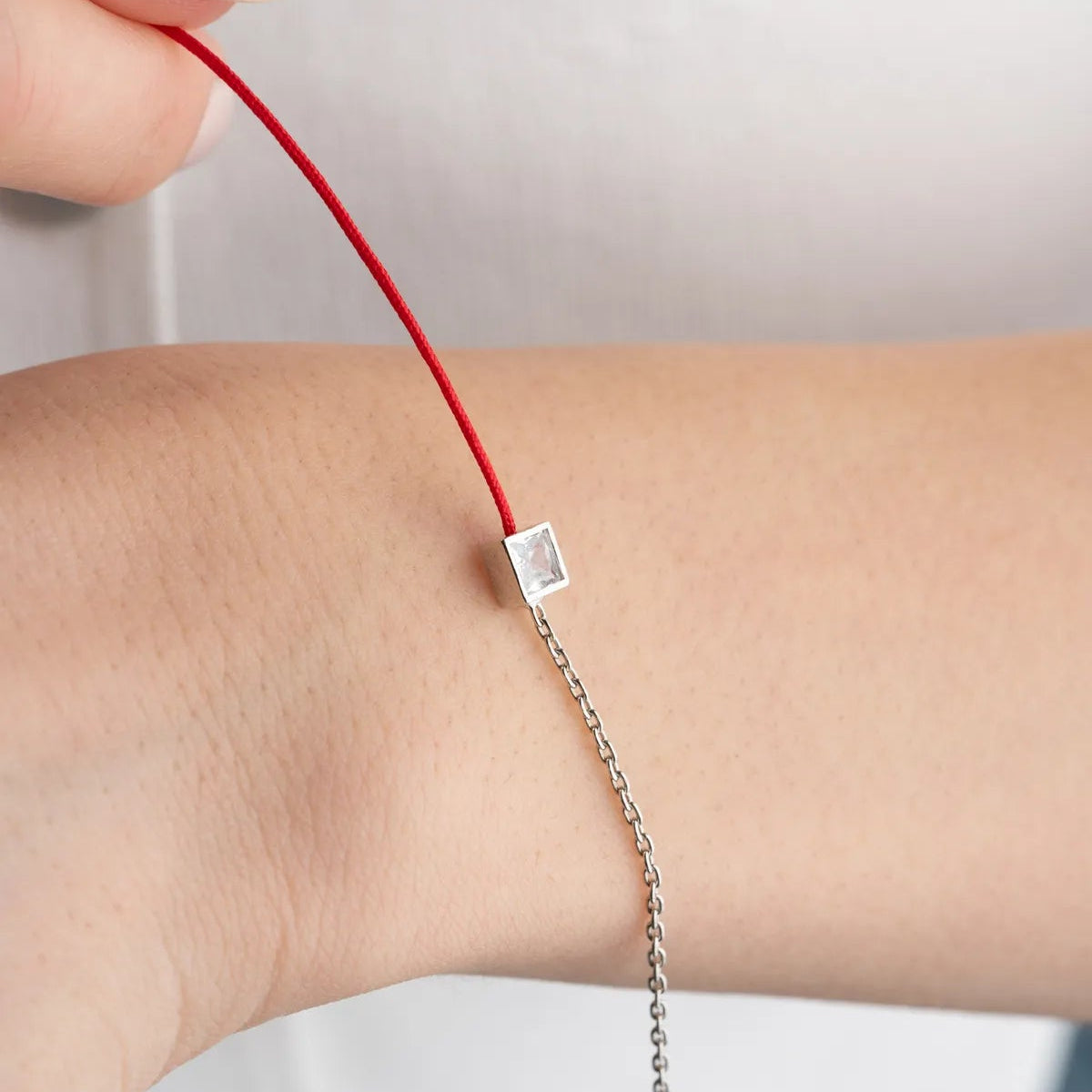 Red Spark 925 Bracelet de corde rouge en argent sterling