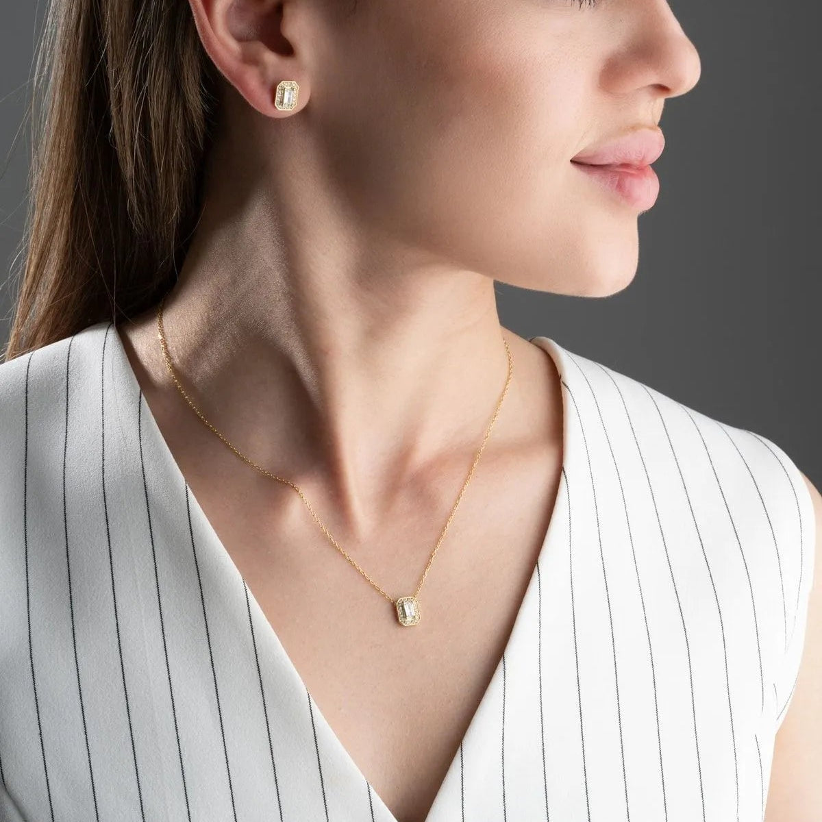 925 Boucles d'oreilles de collier en argent sterling en argent sterling- 1