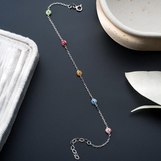 925 Ayar Gümüş Renkli Nazarlı Bileklik