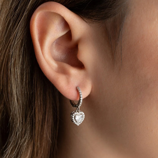 Hearted ring earrings - 925 sterling silver