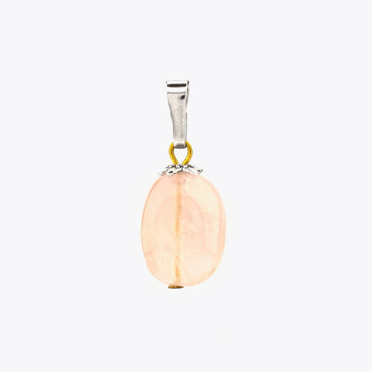Pembe Kuvars Doğal Taş Kolye