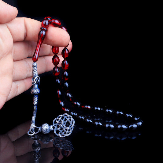 1000 Sterling Silver Sweat Tassel Squeezing Amber Tesbih