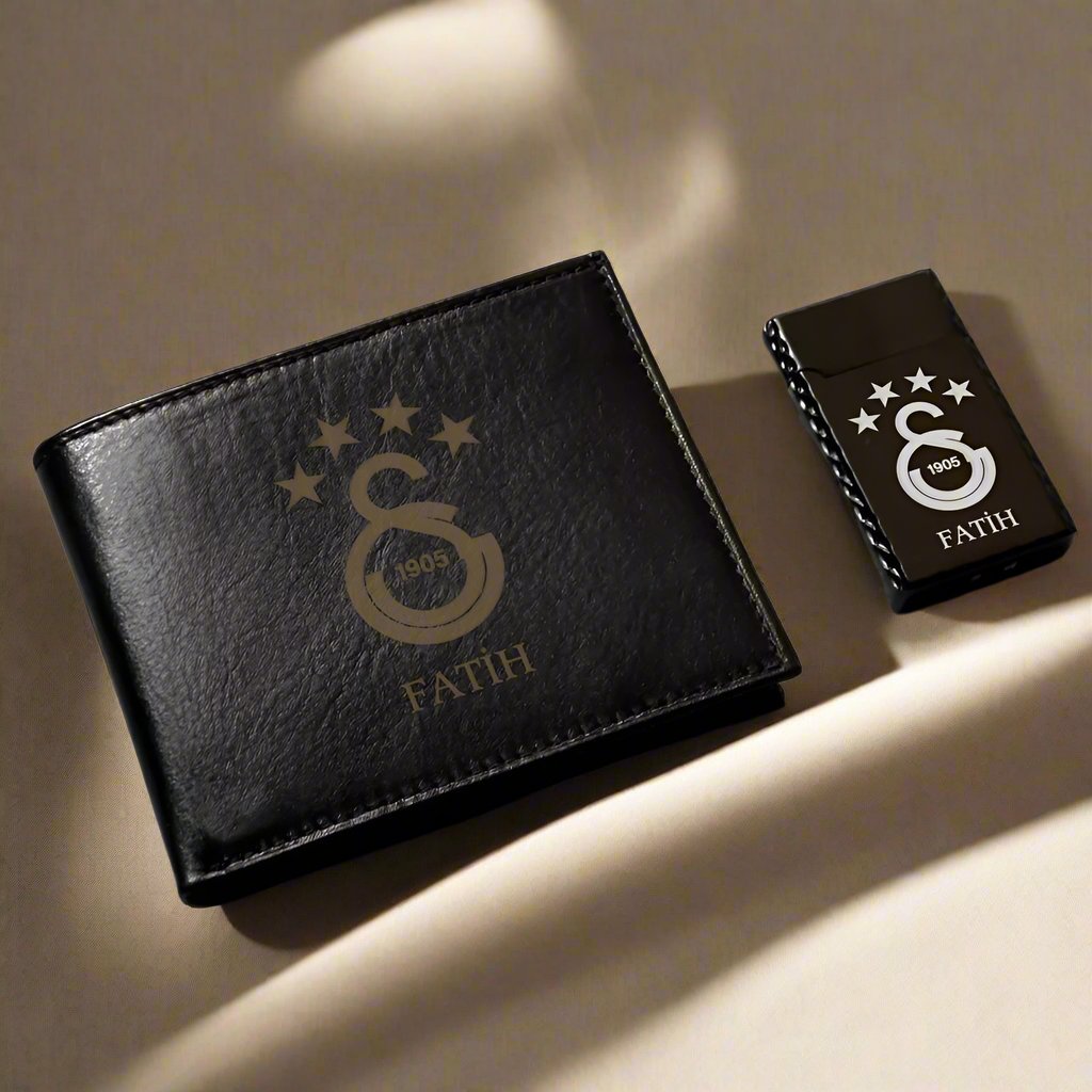 Personalized Leather Wallet Lighter Gift Set