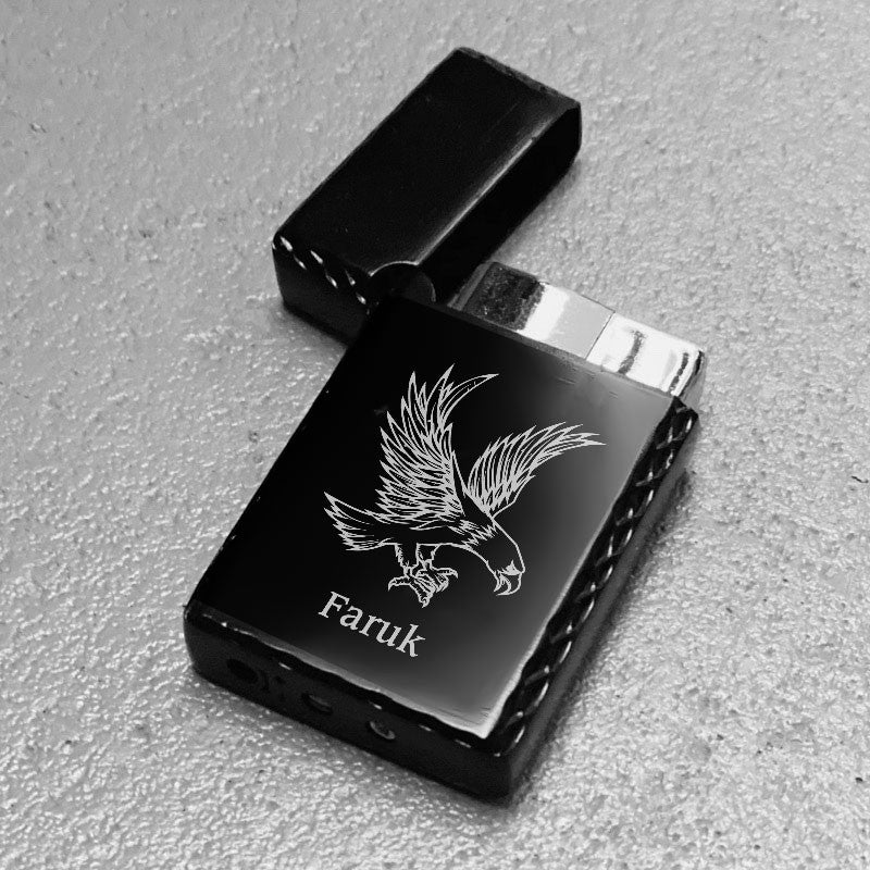 Personalized Leather Wallet Lighter Gift Set