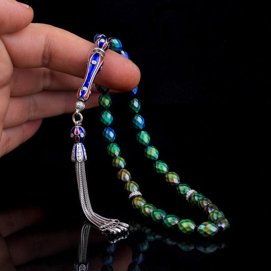 925 Ayar Gümüş Püsküllü Renk Değiştiren His Taşı Tesbih