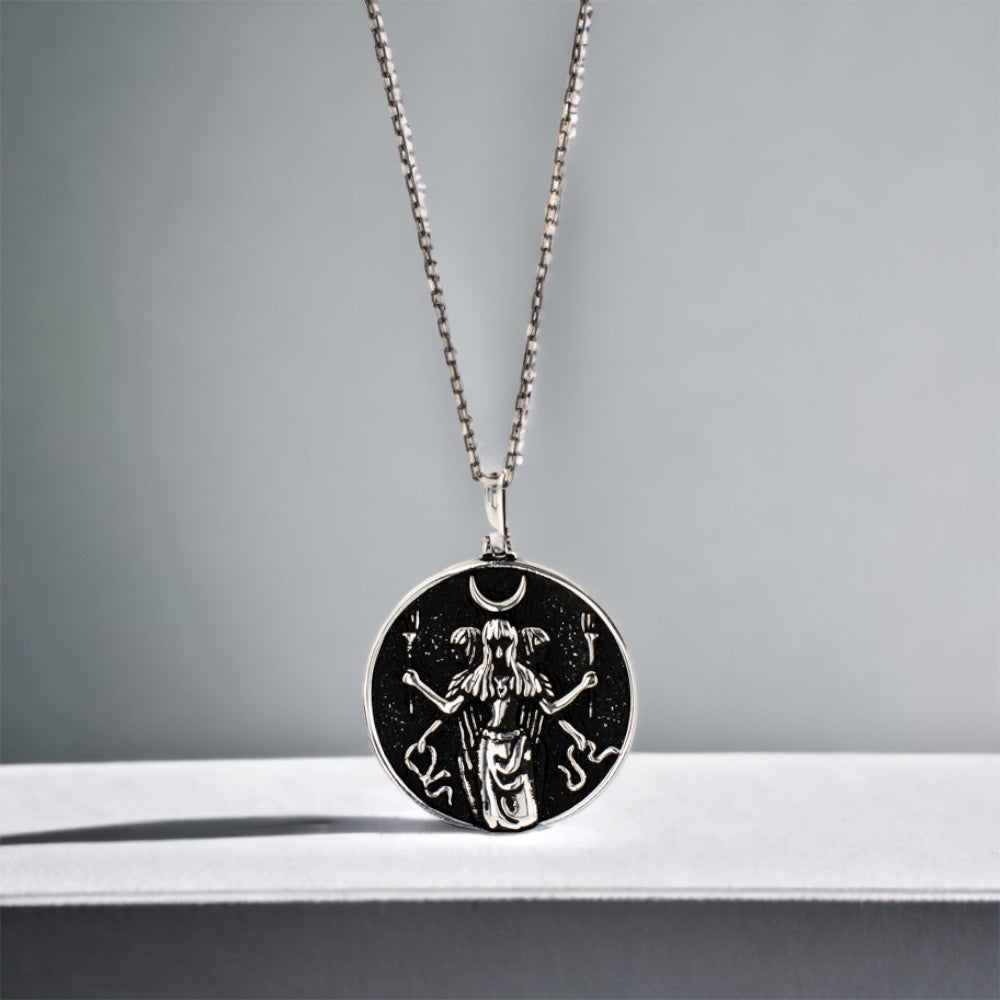 Moon Silver Medallion Necklace