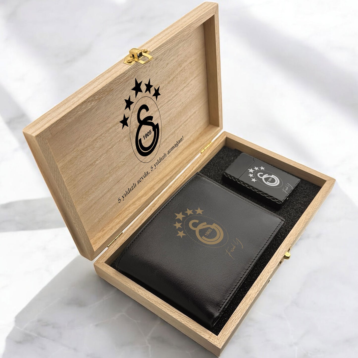 Personalized Leather Wallet Lighter Gift Set