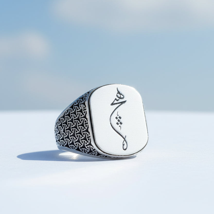 925 Sterling Silver No Written Figured Men's Ring