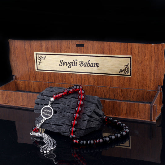 Fire amber Tesbih Isimli 925 Sterling Silver